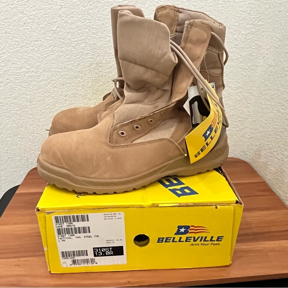 Belleville 310ST Tactical Tan Steel Toe Combat Boots Mens US Sz 13 R *NIB